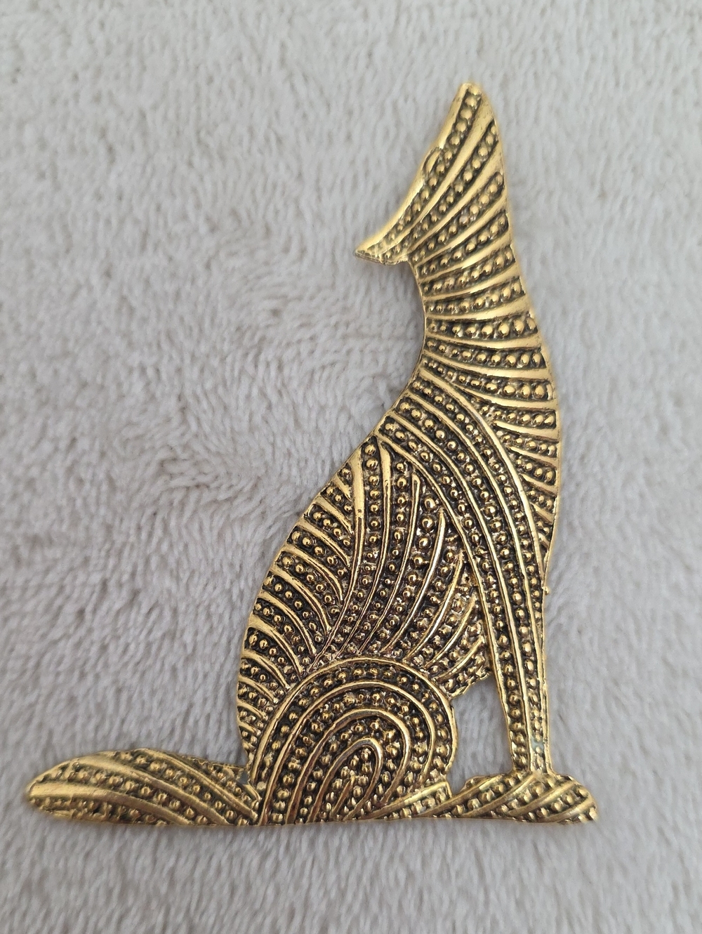Vintage Gold Tone Stylized Greyhound Dog Brooch Pin Art Deco Inspired